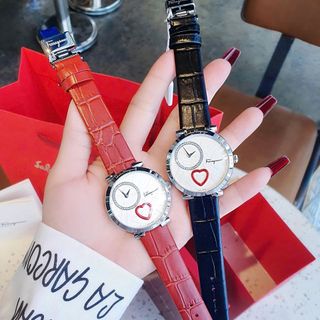 ĐỒNG HỒ NỮ CAO CẤP SALVATHORE COURE DÂY DA BA MÀU MẶT TRÁI TIM NIỀNG THÉP
