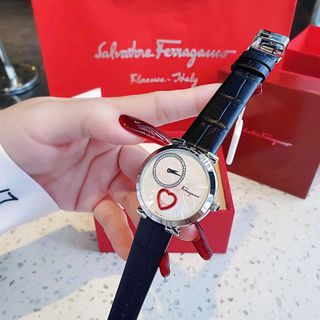 ĐỒNG HỒ NỮ CAO CẤP SALVATHORE COURE DÂY DA BA MÀU MẶT TRÁI TIM NIỀNG THÉP