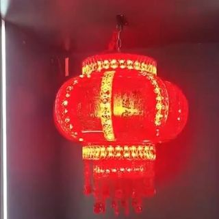 LỒNG ĐÈN LED XOAY 360 THUỶ TINH ĐỎ KHÔNG CHỚP #80-53CM (T16)