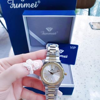 ĐỒNG HỒ CHÍNH HÃNG FUNMEI COUPLE F8035 DÂY THÉP DEMI FULLBOX TEM HÃNG