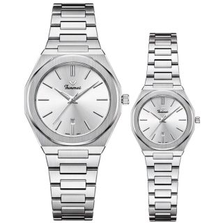 ĐỒNG HỒ CHÍNH HÃNG FUNMEI COUPLE F8035 DÂY THÉP BẠC FULLBOX TEM HÃNG