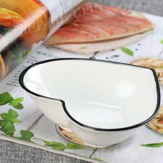 SET 10 CHÉN SỨ VIỀN ĐEN HÌNH TRÁI TIM CHÉN CHẤM