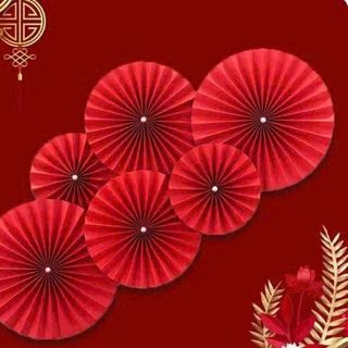SET 6 QUẠT ĐỎ DECOR TRANG TRÍ TẾT