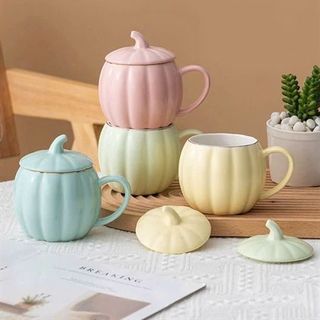 Cốc Sứ Dáng Qủa Bí Có Nắp ( THÙNG 60C )