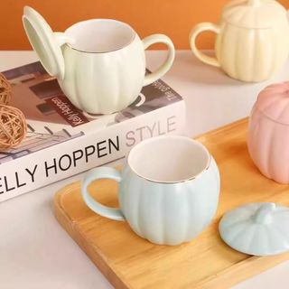 Cốc Sứ Dáng Qủa Bí Có Nắp ( THÙNG 60C )