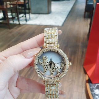 SĂN SALE ĐỒNG HỒ NỮ CAO CẤP SWAROKI  DÂY DA ĐỎ VIỀN PHA LÊ