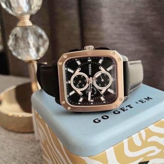 ĐỒNG HỒ NAM CAO CẤP POSSIL BQ2654 DÂY DA ĐEN MẶT VUÔNG CHONOGRAP FULLBOX