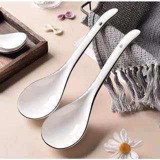 SET 2 MUỖNG SỨ MÚC CANH LỚN VIỀN ĐEN