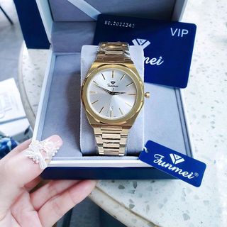 ĐỒNG HỒ CHÍNH HÃNG FUNMEI COUPLE F8035 DÂY THÉP VÀNG FULLBOX TEM HÃNG