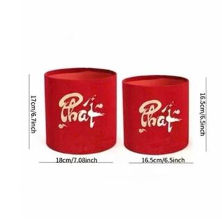 SET 2 TRỤ NHUNG ĐỎ CẮM HOA  (18CM VÀ 16.5CM) ($)