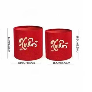 SET 2 TRỤ NHUNG ĐỎ CẮM HOA  (18CM VÀ 16.5CM) ($)