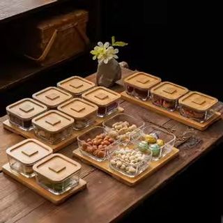 LD TL Khay Mứt Thuỷ Tinh Vuông Tre (THÙNG 12B)