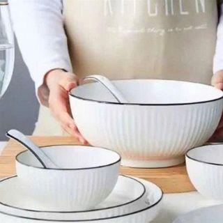 TÔ SỨ BẦU SỌC VIỀN ĐEN SIZE 8 - 20CM (T30)