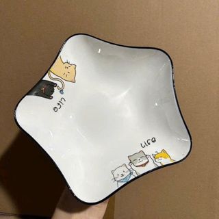 TÔ SỨ NGÔI SAO VIỀN ĐEN HOẠ TIẾT HÌNH MÈO