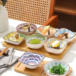 SET 6 BÁT SỨ ĐỰNG GIA VỊ HOẠ TIẾT NHẬT BẢN