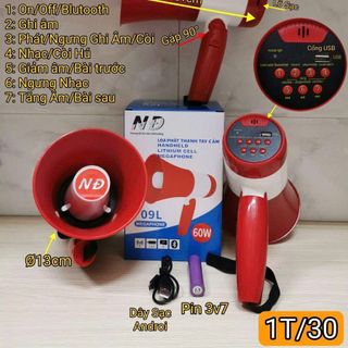 LOA PHÓNG THANH BLUETOOTH 60W NĐ 09L