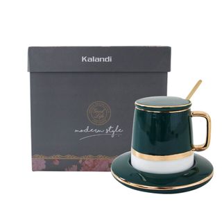 Cốc Sứ Nắp Sứ CC KALANDI Xanh Trắng RẺ (THÙNG 32B)