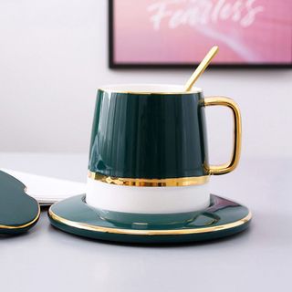 Cốc Sứ Nắp Sứ CC KALANDI Xanh Trắng RẺ (THÙNG 32B)