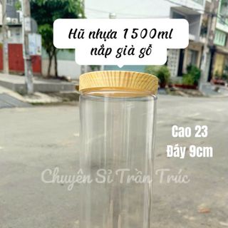 Hũ nhựa 1500ml nắp giả gỗ