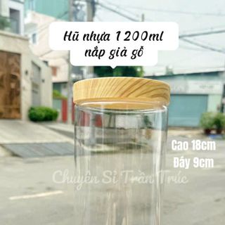 Hũ nhựa 1200ml nắp giả gỗ