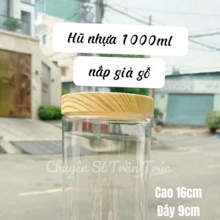 Hũ nhựa 1000ml nắp giả gỗ
