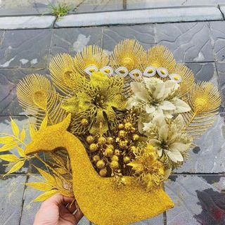 Set công trang trí tết, trang trí giỏ quà công vàng