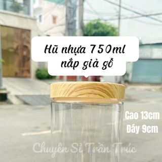 Hũ nhựa 750ml nắp giả gỗ