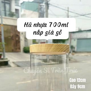 Hũ nhựa 700ml nắp giả gỗ