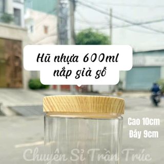 Hũ nhựa 600ml nắp giả gỗ