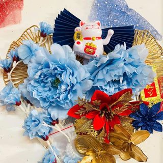 Set hoa trang trí tết, sét hoa trang trí giỏ quà