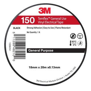 Băng keo điện PVC 3M Temflex 150 18mm x 20m 3M-BK150 - Chống cháy, cách điện tốt, chịu nhiệt cao, sử dụng linh hoạt