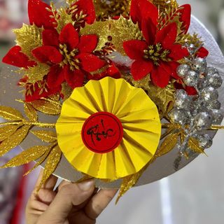 SET THÁP TRANG TRÍ CHI TIẾT (3 hoa, 1 sung, 1 quạt, 1 nhành, 1 mâm)