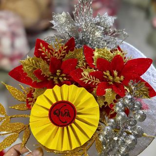 SET THÁP TRANG TRÍ CHI TIẾT (3 hoa, 1 sung, 1 quạt, 1 nhành, 1 mâm)