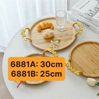 6881A -Khay nhựa TRÒN VÂN GỖ 30*30 (Qiyue ) ( THÙNG 24C )