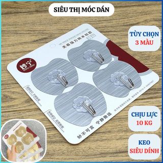 VỈ 4 MÓC DÁN TƯỜNG CHỊU LỰC 10KG HÌNH TÁO