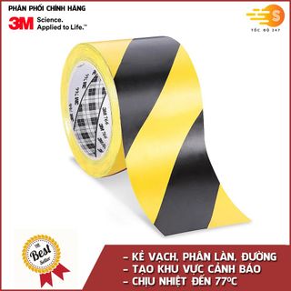 Băng keo dán nền chịu nhiệt 50mm x 33m 3M sọc vang đen / vàng- phân chia khu vực, cảnh báo nguy hiểm