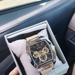 ĐỒNG HỒ NAM CAO CẤP GUECC MẶT CHONOGRAP DÂY DA MÀU NUDE FULLBOX