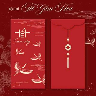 Set 100 Bao Lì Xì Tết Gấm Hoa