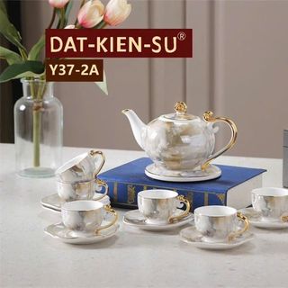 Bộ Ấm Chén Vân Đá Y37-2A Kèm Đĩa Kê (THÙNG 12B)