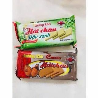 Lương khô Hải Châu 65gr/gói/2 thanh, vị ĐẬU XANH hoặc CACAO, thơm béo, nhiều dinh dưỡng - SET 10 GÓI