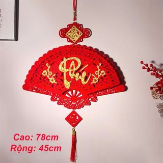 Bộ 4 Khánh Nhung Hình Quạt Treo Tết Trang Trí Nhà Cửa