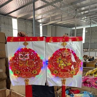 Khánh Đèn Thần Tài, Lân 3D Hàng Dày Đẹp 36x77cm (THÙNG 100C)