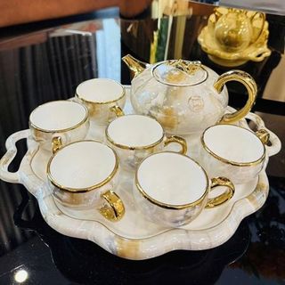 Bộ Ấm Chén Vân Đá Kèm Khay J5-1 ( THÙNG 12B )