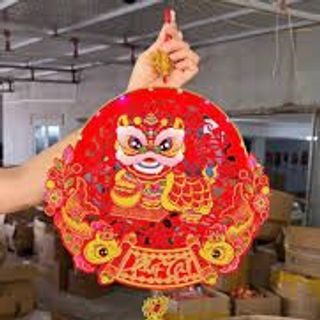 Khánh Đèn Thần Tài, Lân 3D Hàng Dày Đẹp 36x77cm (THÙNG 100C)
