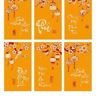 Bao lì xì 2026 vàng in nổi from cao . 1set 6cai đủ mẫu