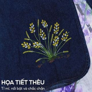 Váy Chống Nắng Xếp Ly Vải Jean Xanh Đậm - Freesize 98cm Trơn Thêu Họa Tiết