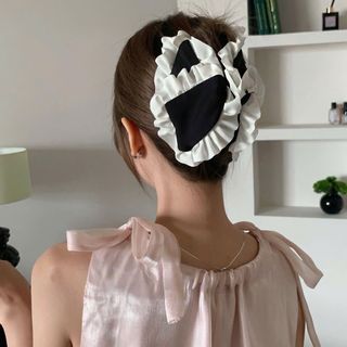 Kẹp Tóc Nơ Xếp Ly Ngọc Trai Thời Trang Tam Giác Kẹp Cá Mập Cho Nữ Phụ Kiện Tóc