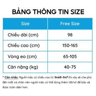 Váy Chống Nắng Xếp Ly Vải Jean Xanh Đậm - Freesize 98cm Trơn Thêu Họa Tiết