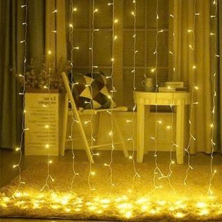 DÂY ĐÈN THẢ MÀN SÁNG VÀNG NGANG 8M CHỐNG NƯỚC 160 LED