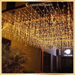 DÂY ĐÈN THẢ MÀN SÁNG VÀNG NGANG 8M CHỐNG NƯỚC 160 LED